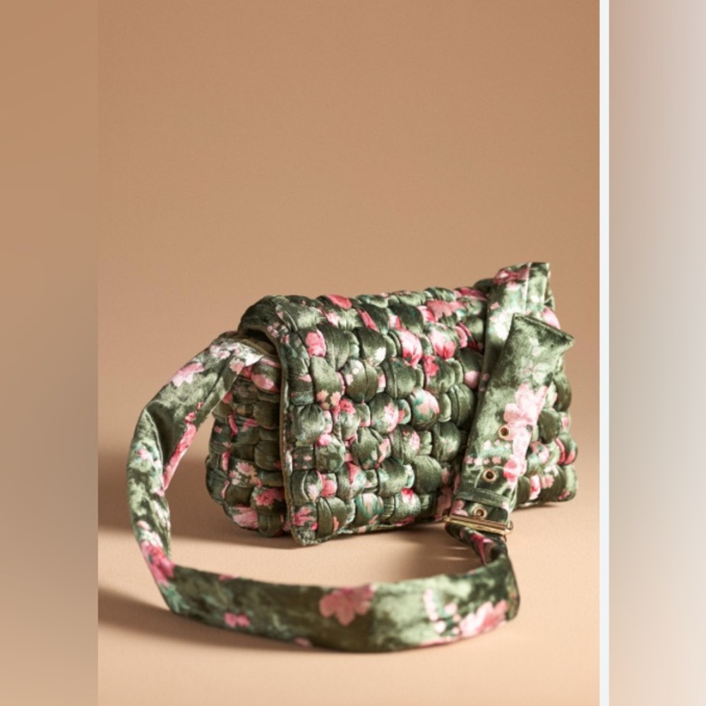 Daily Practice by Anthropologie Woven Velvet Crossbody Bag NWT